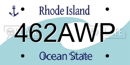 462AWP Rhode Island License Plate