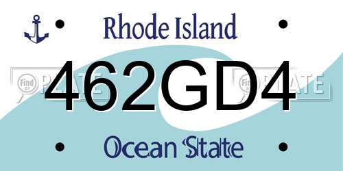 462GD4 Rhode Island License Plate