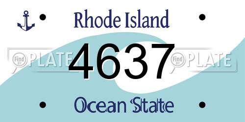 4637 Rhode Island License Plate