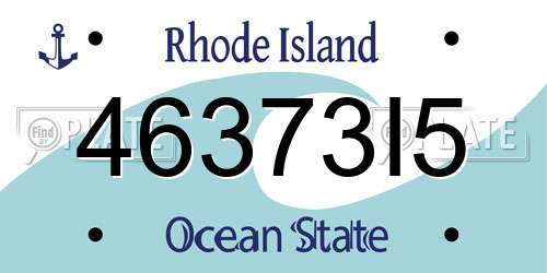 46373I5 Rhode Island License Plate