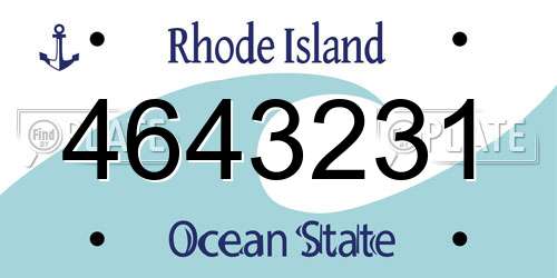 4643231 Rhode Island License Plate