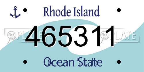 465311 Rhode Island License Plate