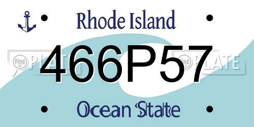 466P57 Rhode Island License Plate