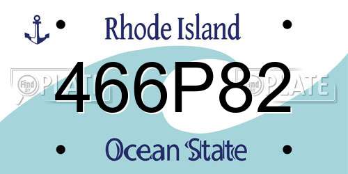 466P82 Rhode Island License Plate
