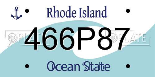 466P87 Rhode Island License Plate