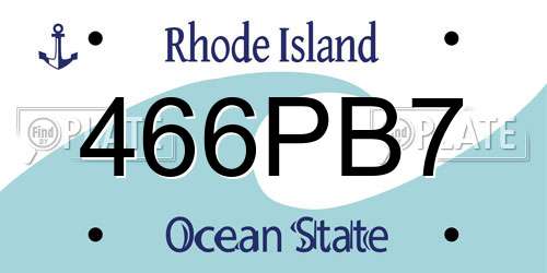 466PB7 Rhode Island License Plate