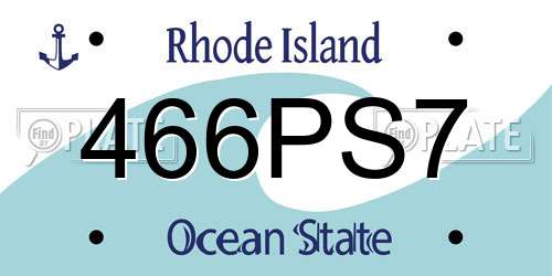 466PS7 Rhode Island License Plate