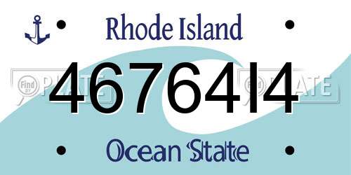 46764I4 Rhode Island License Plate
