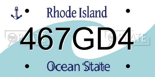 467GD4 Rhode Island License Plate