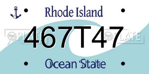 467T47 Rhode Island License Plate