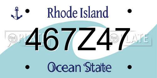 467Z47 Rhode Island License Plate