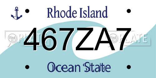 467ZA7 Rhode Island License Plate
