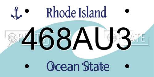 468AU3 Rhode Island License Plate