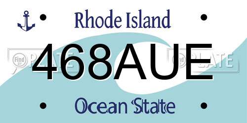 468AUE Rhode Island License Plate