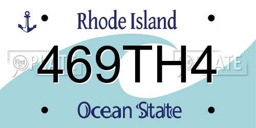 469TH4 Rhode Island License Plate