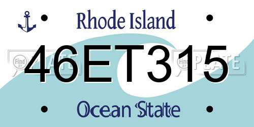 46ET315 Rhode Island License Plate