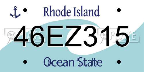 46EZ315 Rhode Island License Plate
