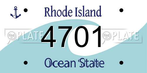 4701 Rhode Island License Plate
