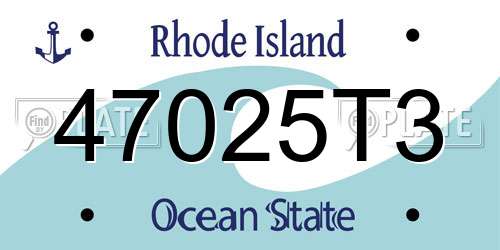 47025T3 Rhode Island License Plate