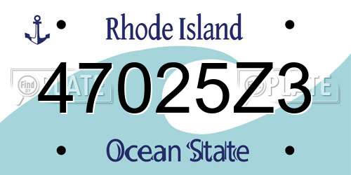 47025Z3 Rhode Island License Plate