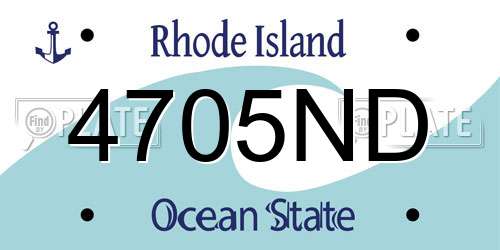 4705ND Rhode Island License Plate