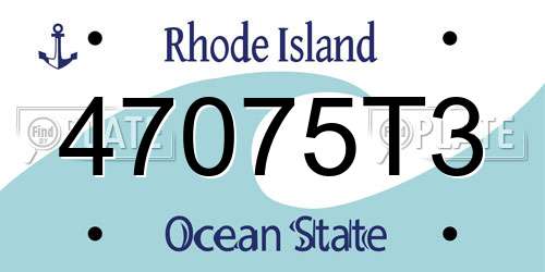 47075T3 Rhode Island License Plate