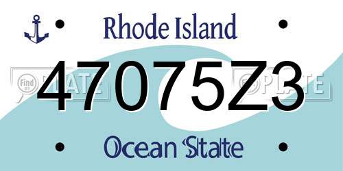 47075Z3 Rhode Island License Plate