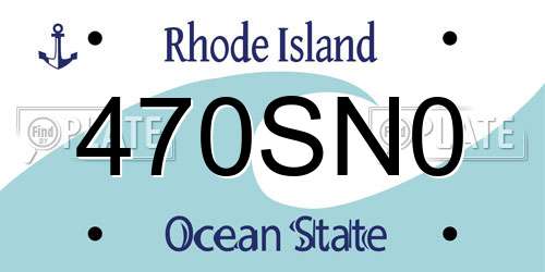 470SN0 Rhode Island License Plate