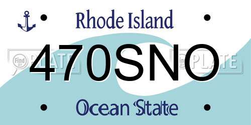 470SNO Rhode Island License Plate