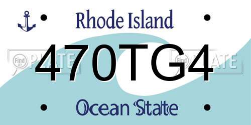 470TG4 Rhode Island License Plate