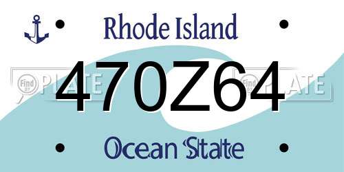 470Z64 Rhode Island License Plate