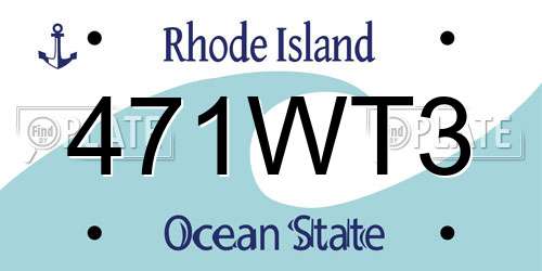 471WT3 Rhode Island License Plate