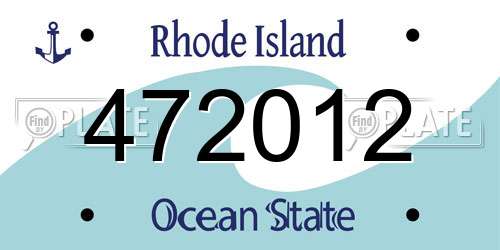 472012 Rhode Island License Plate