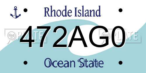 472AG0 Rhode Island License Plate