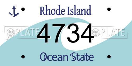4734 Rhode Island License Plate