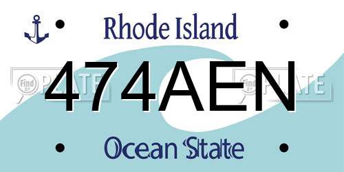474AEN Rhode Island License Plate