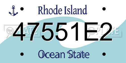 47551E2 Rhode Island License Plate