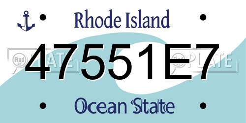 47551E7 Rhode Island License Plate
