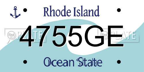 4755GE Rhode Island License Plate