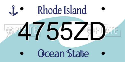 4755ZD Rhode Island License Plate