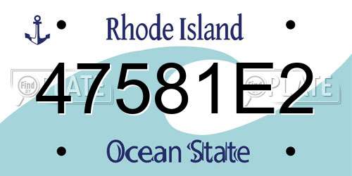 47581E2 Rhode Island License Plate