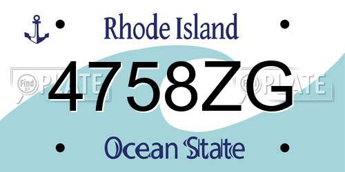 4758ZG Rhode Island License Plate