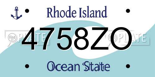 4758ZO Rhode Island License Plate