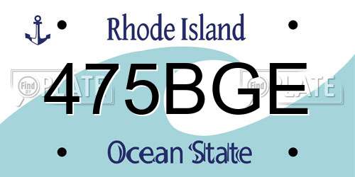 475BGE Rhode Island License Plate