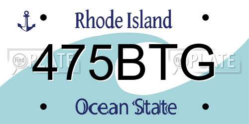 475BTG Rhode Island License Plate