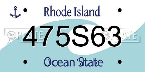 475S63 Rhode Island License Plate