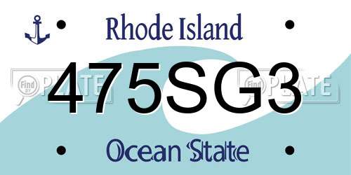475SG3 Rhode Island License Plate