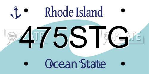 475STG Rhode Island License Plate