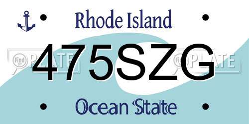 475SZG Rhode Island License Plate
