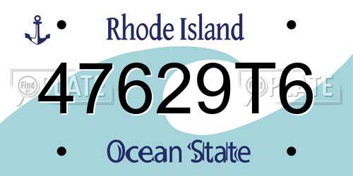 47629T6 Rhode Island License Plate